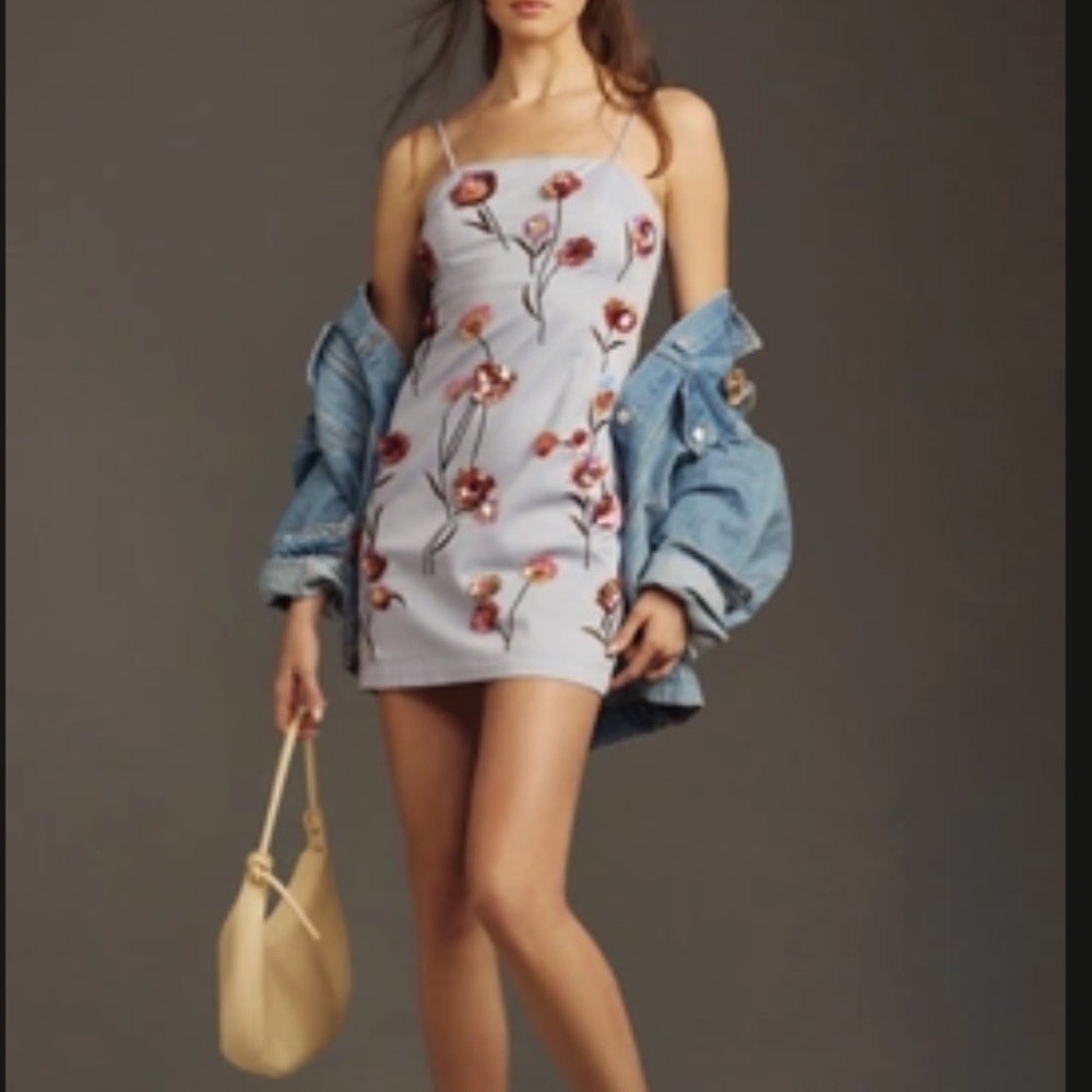 Floral Embroidered Strapless Dress